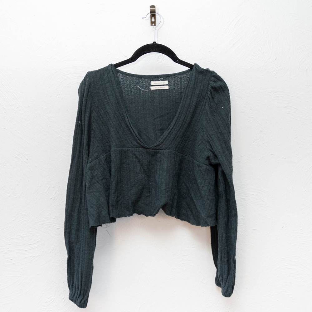 Urban Outfitters Dark Green Long Sleeve Crop Top
